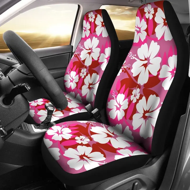 

Pink Aloha Flowers Car Seat Covers Pair, 2 Front Car Seat Covers, Seat Cover for Car, Car Seat Protector, Car Accessory, Floral,