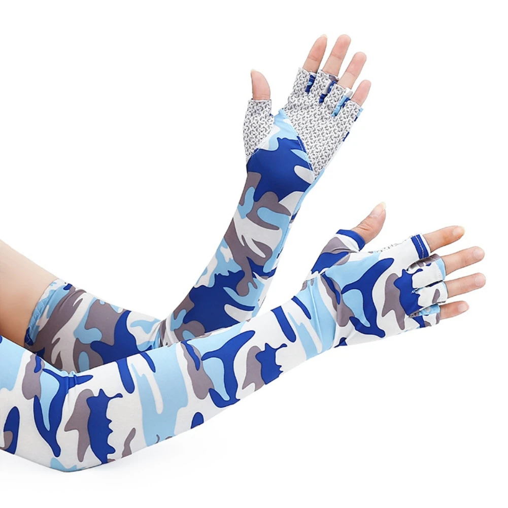 

Running Climbing Arm Cover Sport Arm Sleeves Fishing Cycling Sun UV Protection Ice Cool Sleeves With 5-finger Cuff