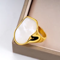 occident irregular natural shell vintage rings for women stainless steel temperament exaggeration metal ring jewelry gift