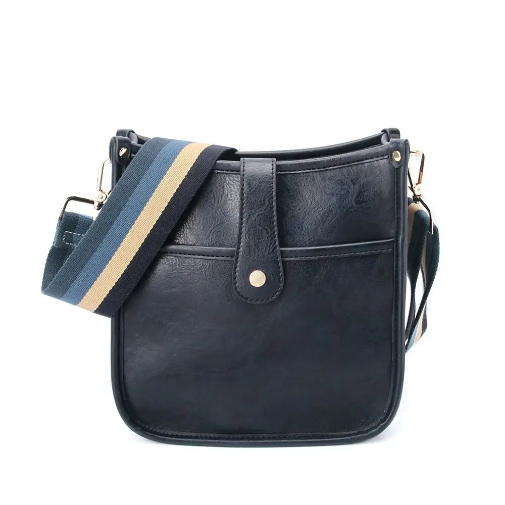 Vegan Leather Soft Crossbody Bag Woman Adjustable Strap Hasp Zipper Messenger Bag Casual All-Match Shoulder Bag With Card Slot