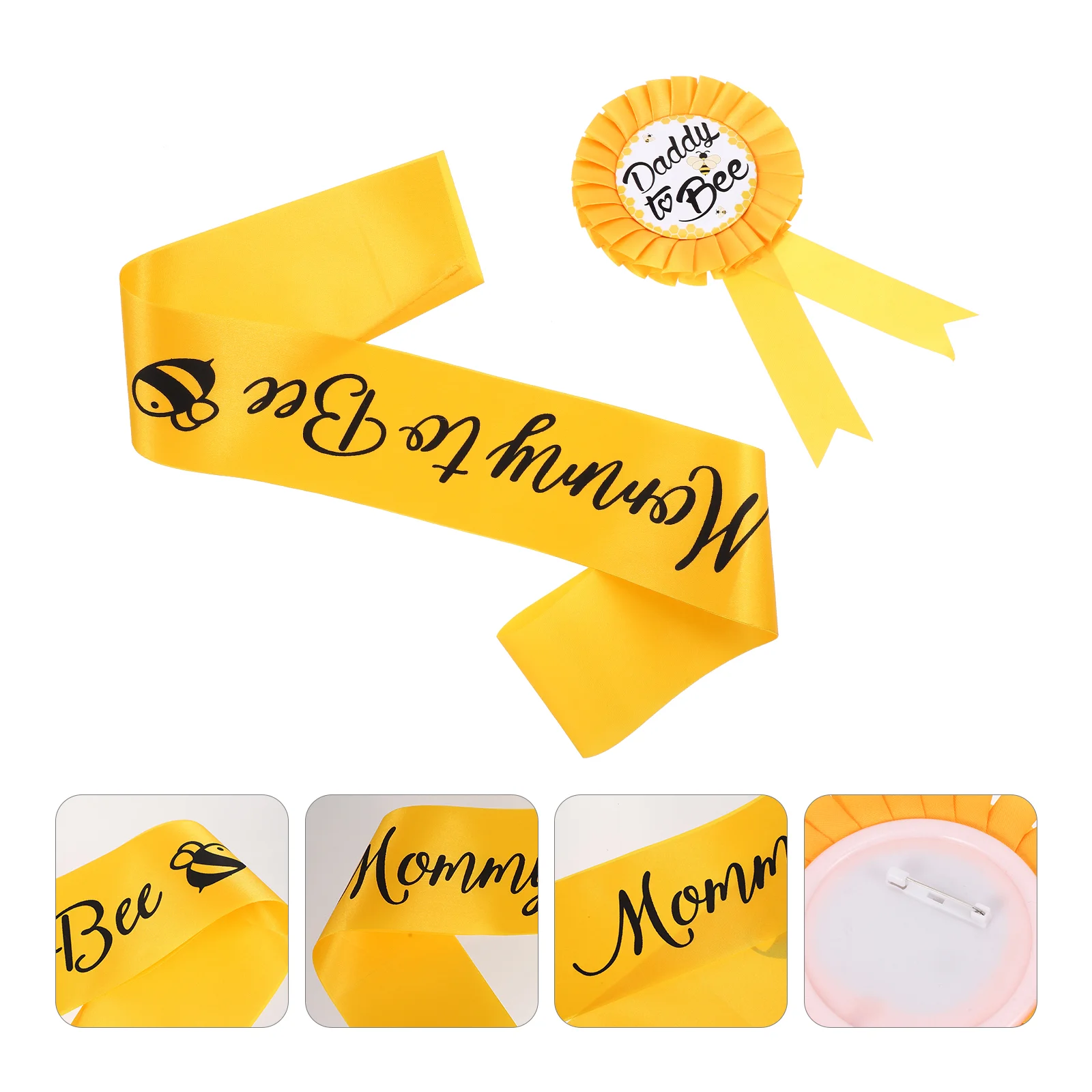 

2 Sets Dad Gifts Sash Decorative Party Etiquette Belt Ribbon Satin Fabric Badge Corsage Daddy Breastpin Baby