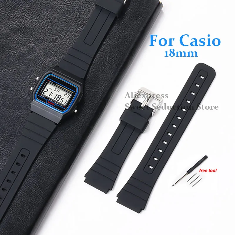 Ремешок силиконовый для Casio F105/108 A158/168 AE1200/1300 W800H SGW400 F84 18 мм