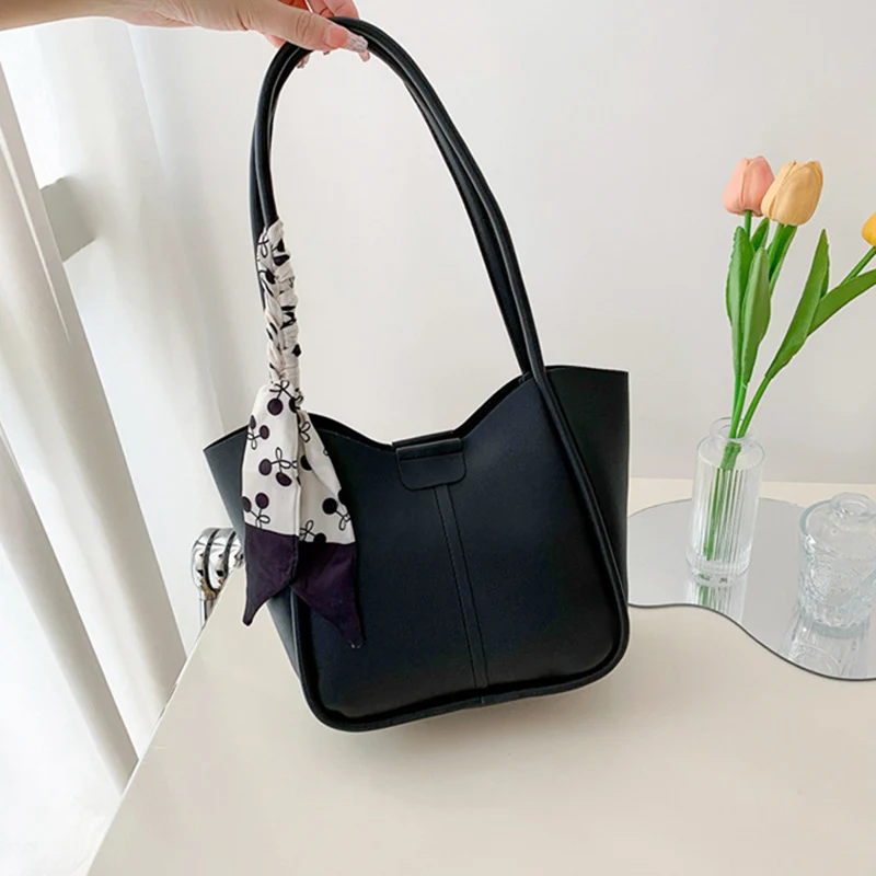 

Сумка на плечо в простом стиле для женщин, вместительные сумочки из искусственной кожи, повседневные тоуты