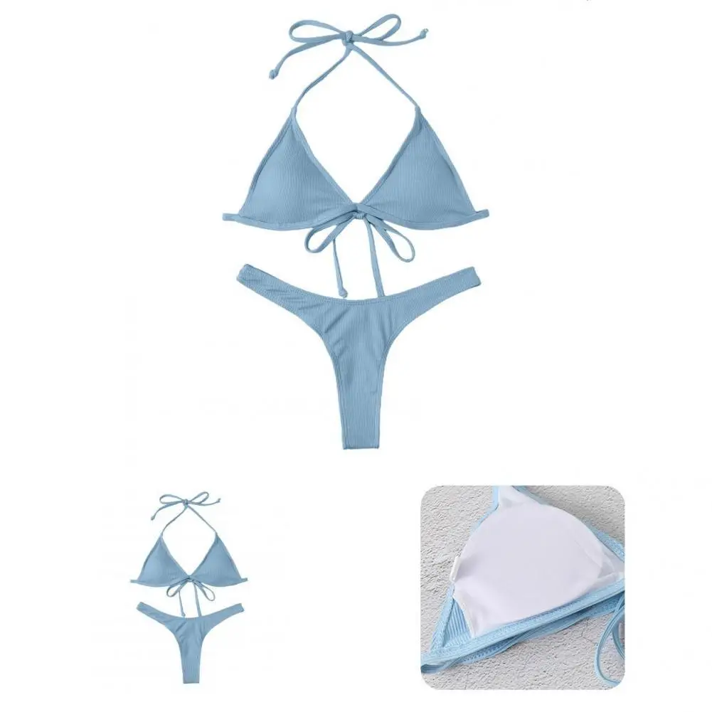 

2 Pcs/Set Stylish Bikini Set Padded Bathers Swimsuit Set Wear-resistant Bathing Suit