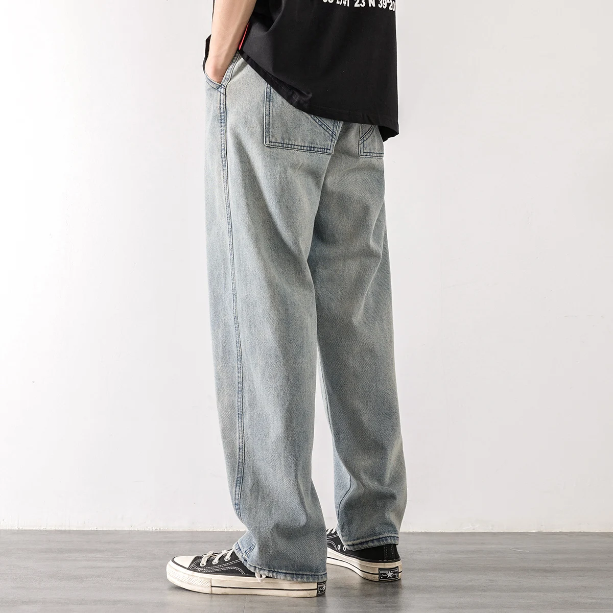 Loose Street Style Straight Pants Jeans Men's Fashion Brand Wide Leg Overalls Retro Trend Casual Youth Jeans Loose