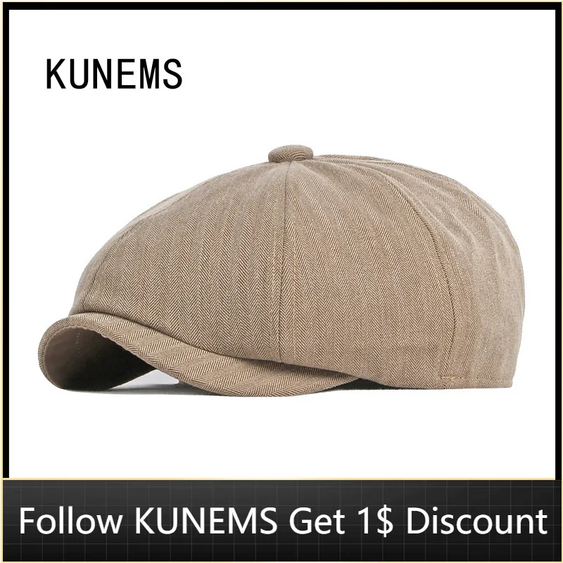 

KUNEMS Fashion Octagonal Cap Retro Newsboy Hats for Man Boina Casual Women Hat Peaky Blinders Cotton Beret Dad Cap Gorras