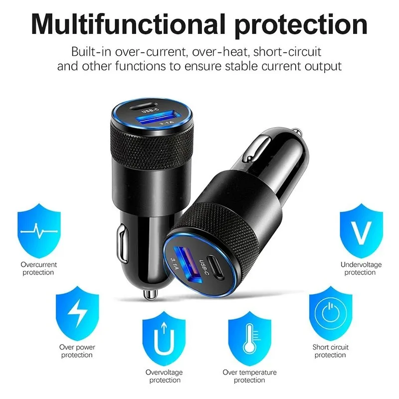 Фото Olaf PD68W автомобильное зарядное устройство USB Тип C быстрая зарядка автомобильное зарядное устройство для телефона адаптер для iphone 13 12 Xiaomi Huawei Samsung Зарядное устройство USB C №4