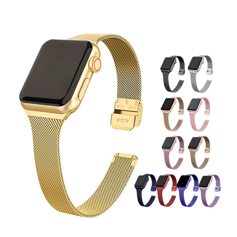 Металлический ремешок для Apple Watch 7 6 SE 5 4 Band 44 мм 40 41 45 браслет из нержавеющей стали