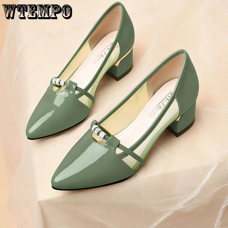 WTEMPO Fashion Woman Sandals Sweet Slip on Heel Pumps for Ladies Casual Shallow Mouth Pointed Toe Comfort Shoes Dropshipping