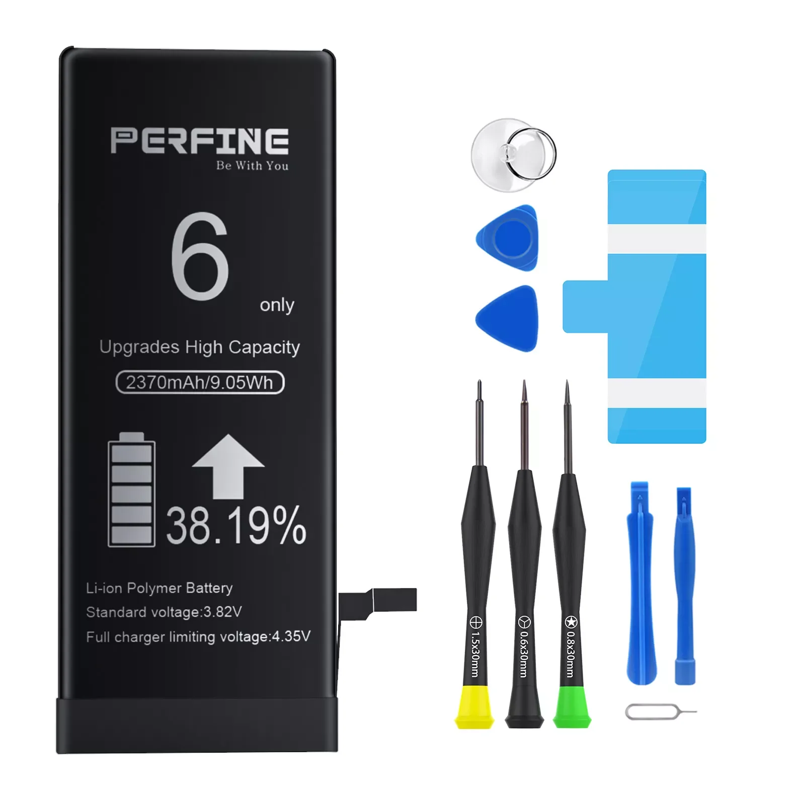 

2023New Perfine Battery for Apple Iphone 6 2370mAh Zero Cycle Installation Li-Polymer Battery with Repair Kit