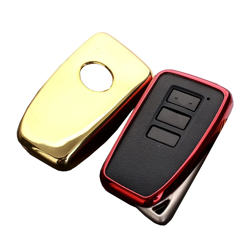 

For LEXUS KEYLESS ENTRY SMART FOB- 2013 & UP MODEL Gold Silica Gel Smart Key Case Cover Remote Keys Fob Skin Shell Soft