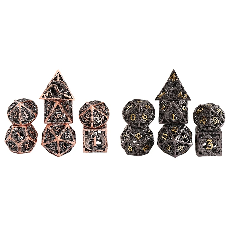 

7Pcs Mini Hollow Metal Dice Set Hollow Out Polyhedral Dice Set for Role Playing Game