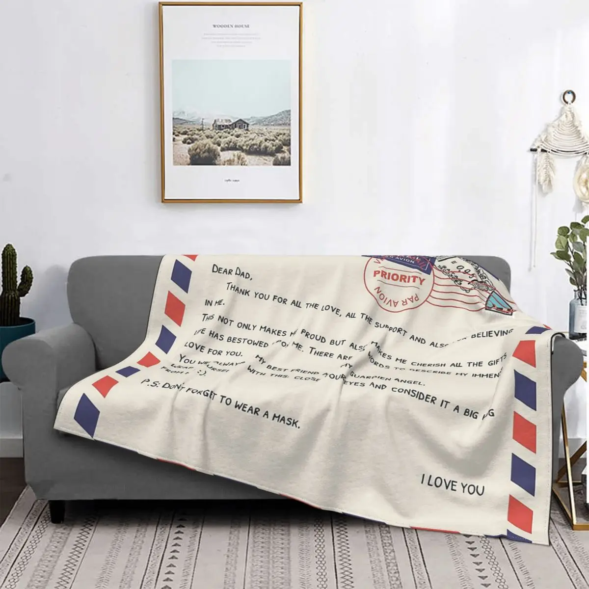 

Letter To My Daddy Dad Blanket Flannel Autumn/Winter Breathable Lightweight Throw Blankets For Office Rug Piece
