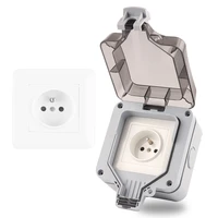 ip66 fr french standard outdoor wall socket white power switch waterproof with box socket household 16a socket grounding ac 250v