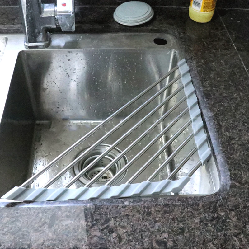 Складная стойка-органайзер для кухонной раковины из нержавеющей стали