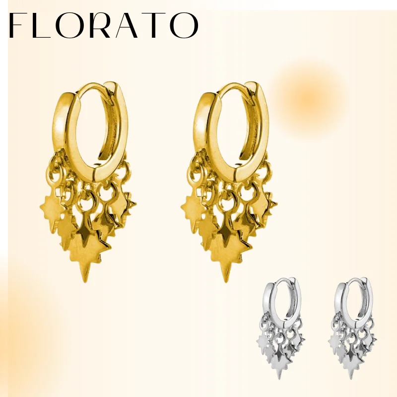 

925 Sterling Silver Earrings Lightning Tassel Pendant Hoop Ear Buckle Gold Silver Fashion CZ Earrings Simple Jewelry For Women