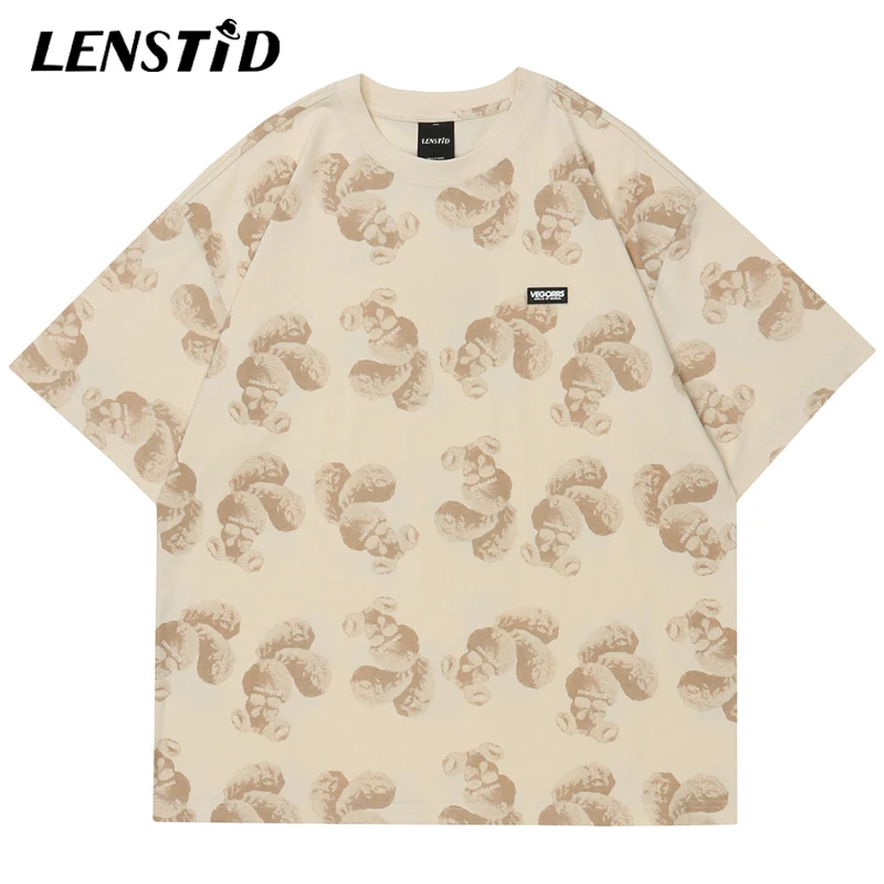 

2023 Summer Men Short Sleeve Tshirts Hip Hop Bear Graphic Full Print T-Shirts Streetwear Harajuku Casual Cotton Tops Tees Clothe