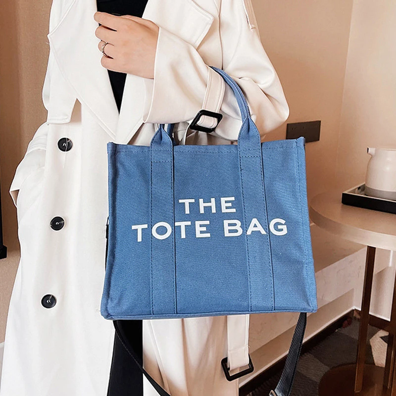 

Сумка кросс-боди Женская холщовая, тоут для покупок контрастных цветов с надписью, вместительная сумочка для хранения, органайзер для макия...