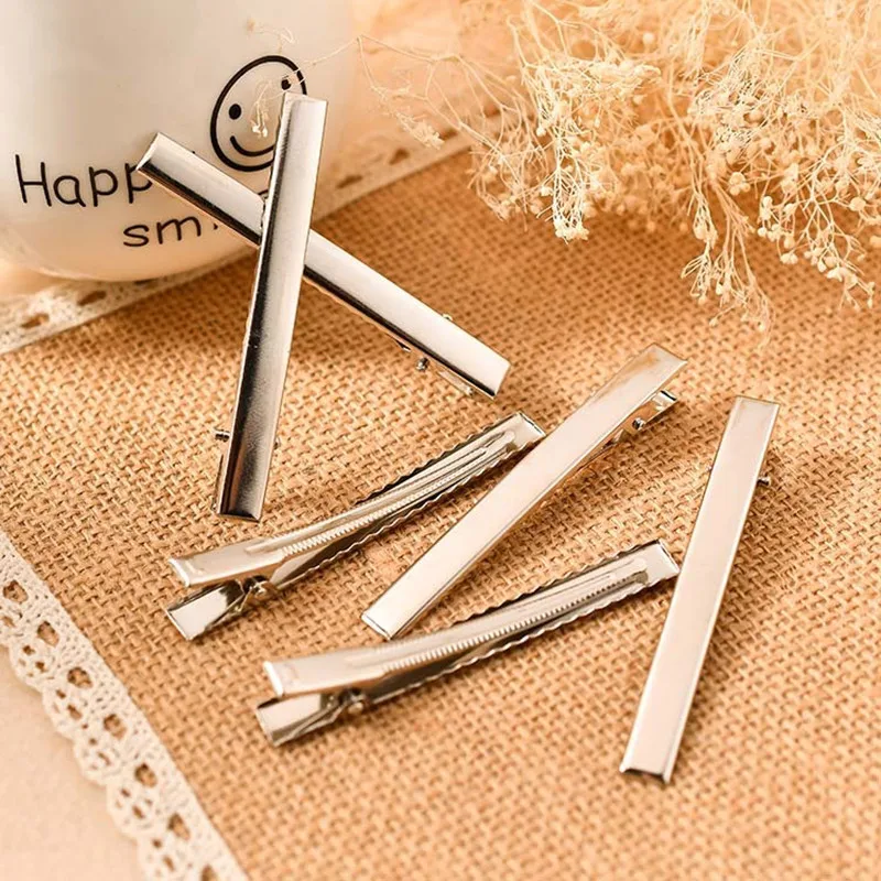 

20-100pcs DIY Silver Color Metal Girls Hair Clip Crocodile Alligator Teeth Bows Barrette Duckbill Clips Flat Mouth Square Clip