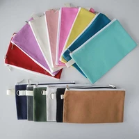 14pcs blank coloured canvas pencil case with zipper canvas cotton cosmetic bags custom logo plain diy craft pouch dropshipping