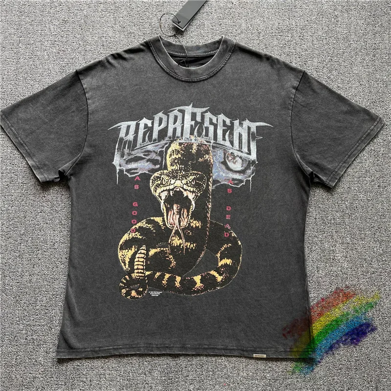 

Футболка с эффектом потертости и надписью «Кобра питон», 1:1