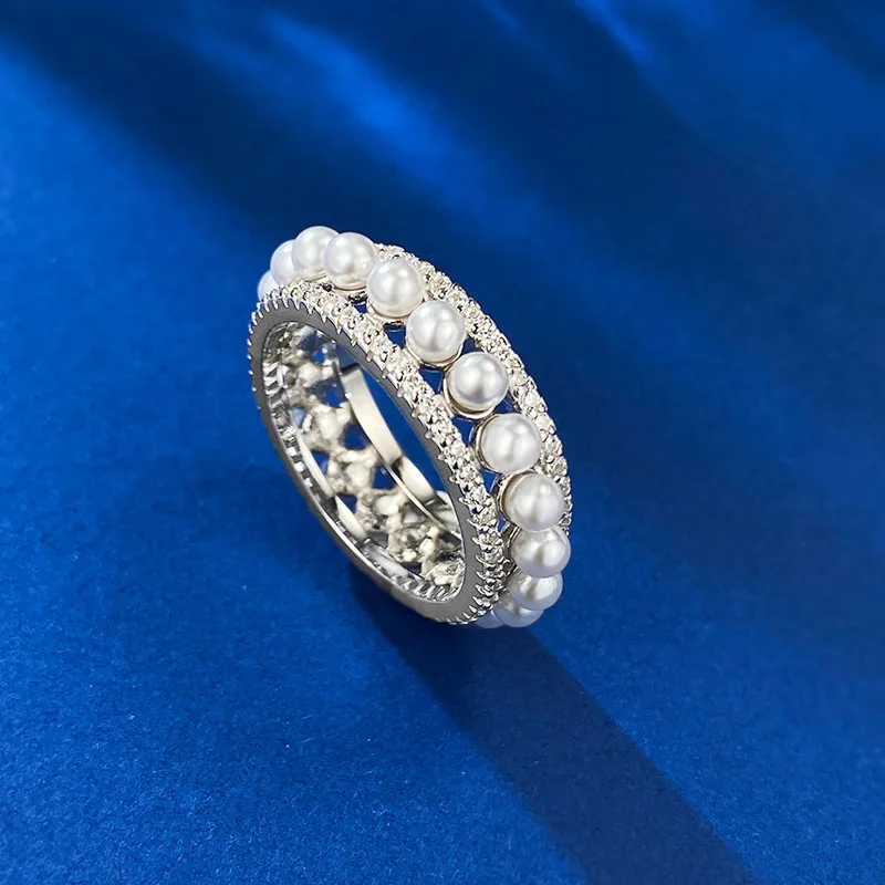

2023 New s925 Silver Elegant and Unique Pearl Ring Women's Fashion and Classic Versatile Style
