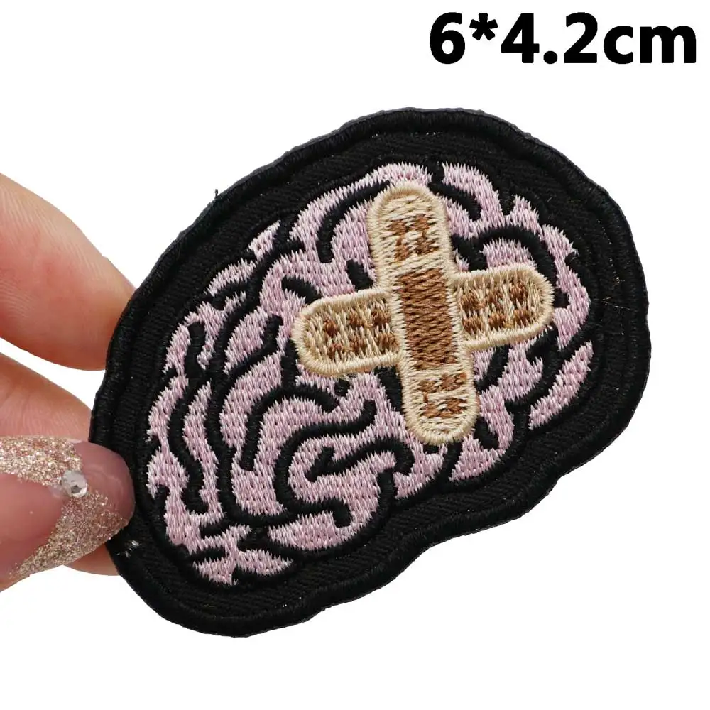 Мозговая искусственная швейная этикетка панк Байкерская лента рок одежда значки