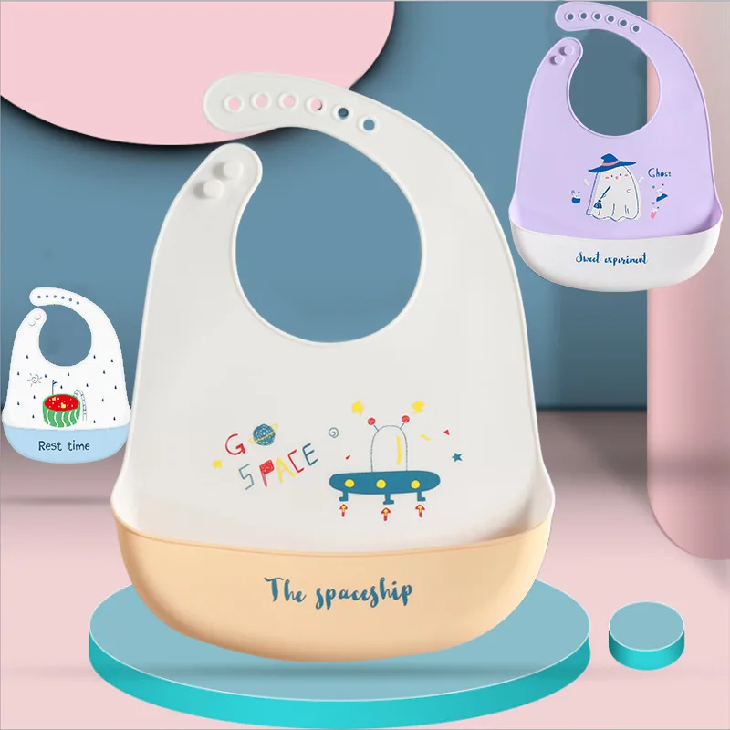 

Baby Bibs Waterproof Silicone Feeding Saliva Towel Newborn Cartoon Aprons Toddle Boys Girls Adjustable Different Styles of Bibs