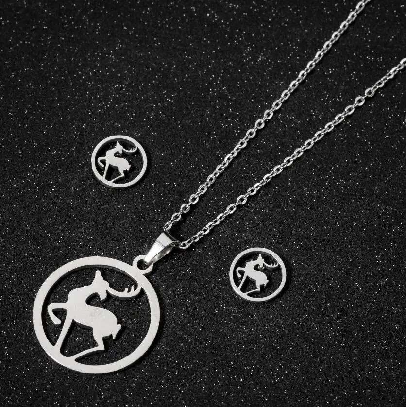 Ювелирные наборы Jisensp из нержавеющей стали Рождественский олень животное