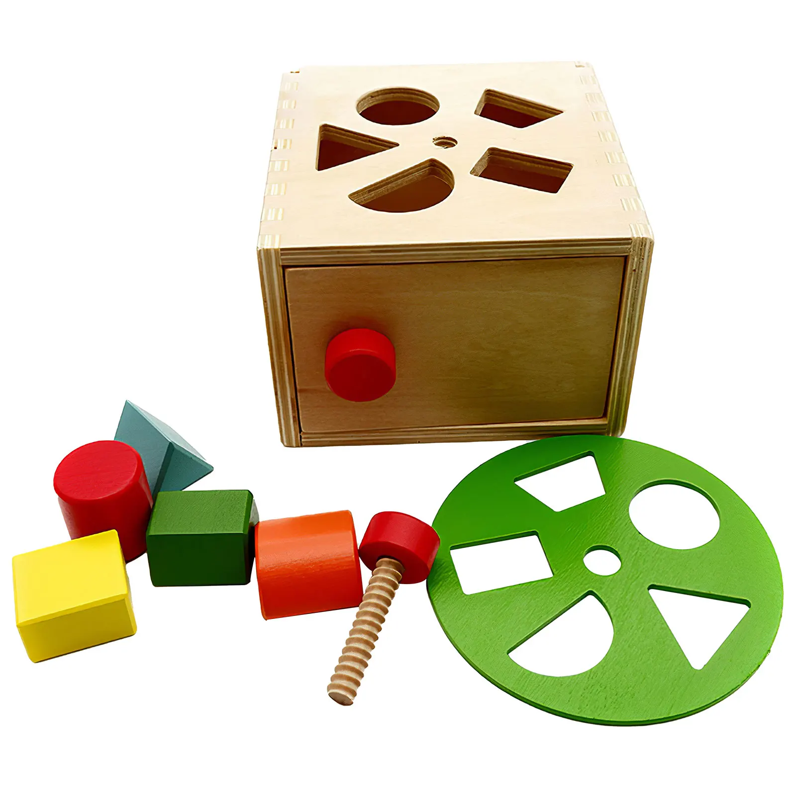 

5 Holes Geometric Blocks Matching Box Colors Cognition Shape Matching Colorful Blocks Wooden Boxes For Kids Children'S Day Gift