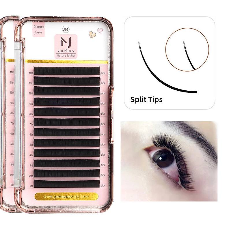 

Mix Ellipse Flat Eyelash Extension Soft Double Split Tips Faux Mink Individual Eyelash Volume False Ellipse Lash Professional