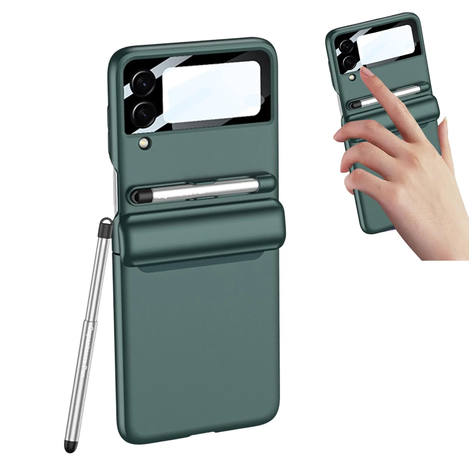 

Pen Tray Phone Case For GalaxyZ Flip 3 Pen Slot Design Personalized Phone Holder Case Durable And Wear-Resistant Phone