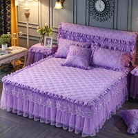 princess lace bed spreads home warm cotton thickened bed skirt antiskid bed cover lace bedspreads queen size bed decoration