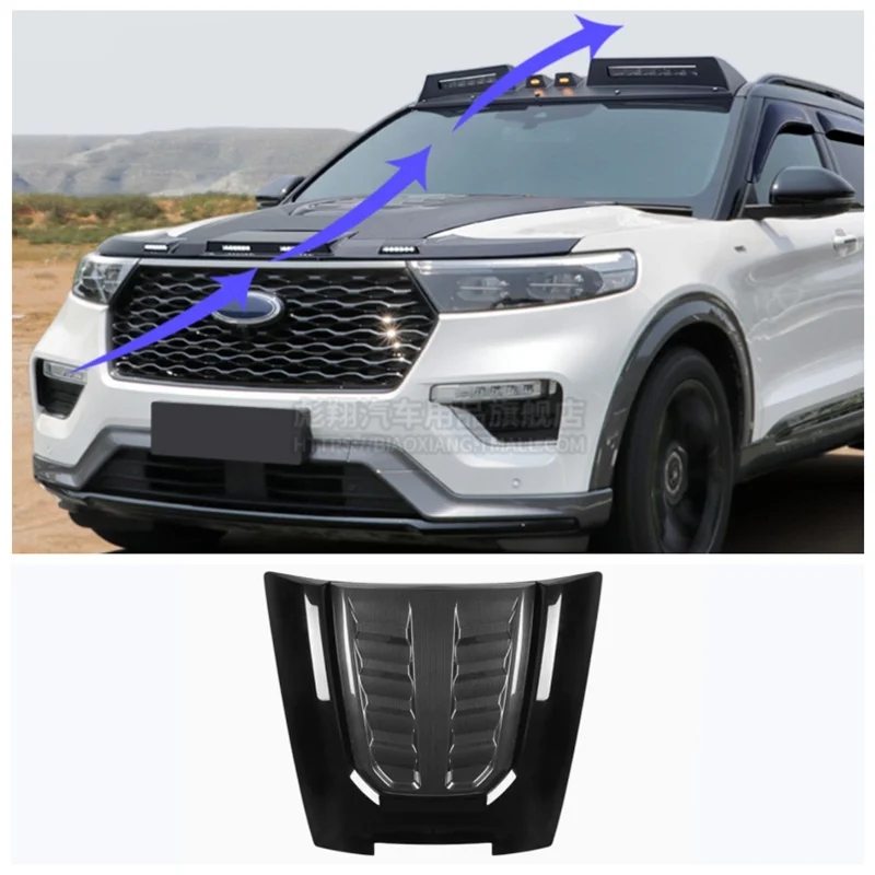 

Fits For Ford Explorer 2020 2021 2023 High Quality ABS Black Car Front Spoiler Bumper Engine Hood Vent Machine Cover