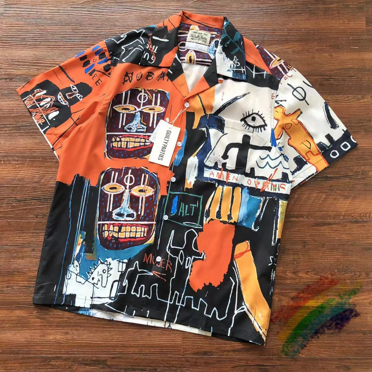 

Graffiti Graffiti WACKO MARIA Shirts Men Women Best Quality Hawaii Beach Casual Lapel Top Shirt