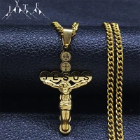jesus cross saint benedict medal hollow pendant necklace catholic women gold color retro bible necklaces jewelry gifts n4933s05