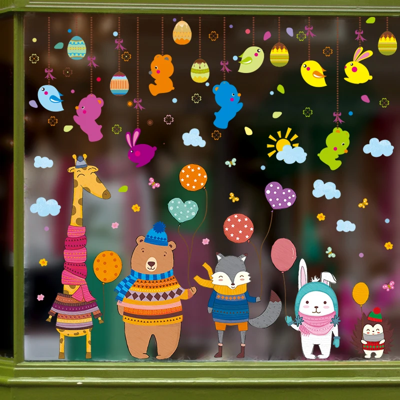 

Animals Balloons Wall Stickers DIY Cartoon Hangings Mural Decals for Kids Rooms Baby Bedroom Children Nursery Home Decoration