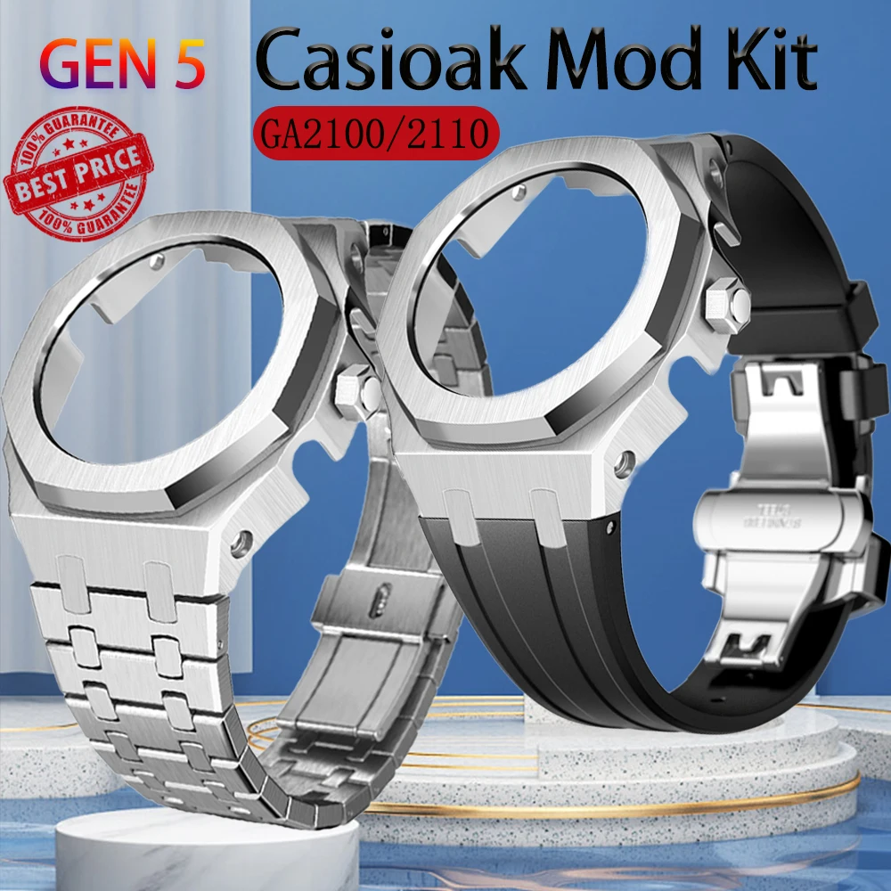 

Комплект роскошных часов Ga2100 3Rd Casioak Mod с винтами Gen4 Gen5, из нержавеющей стали для модели Ga2110/2100, металлический резиновый ремешок