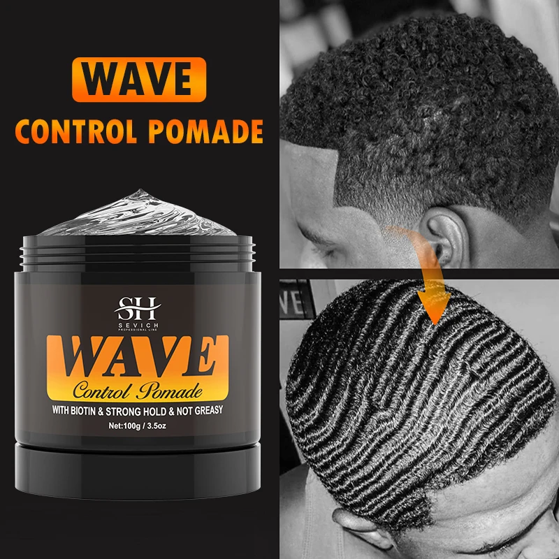 Фото 3,53 унции Biotin Waves Control Pomade для мужчин Sevich Sport Strong Hold Wave Гель для волос с кистью Волнистые волосы Масло Шампунь Кондиционер №2