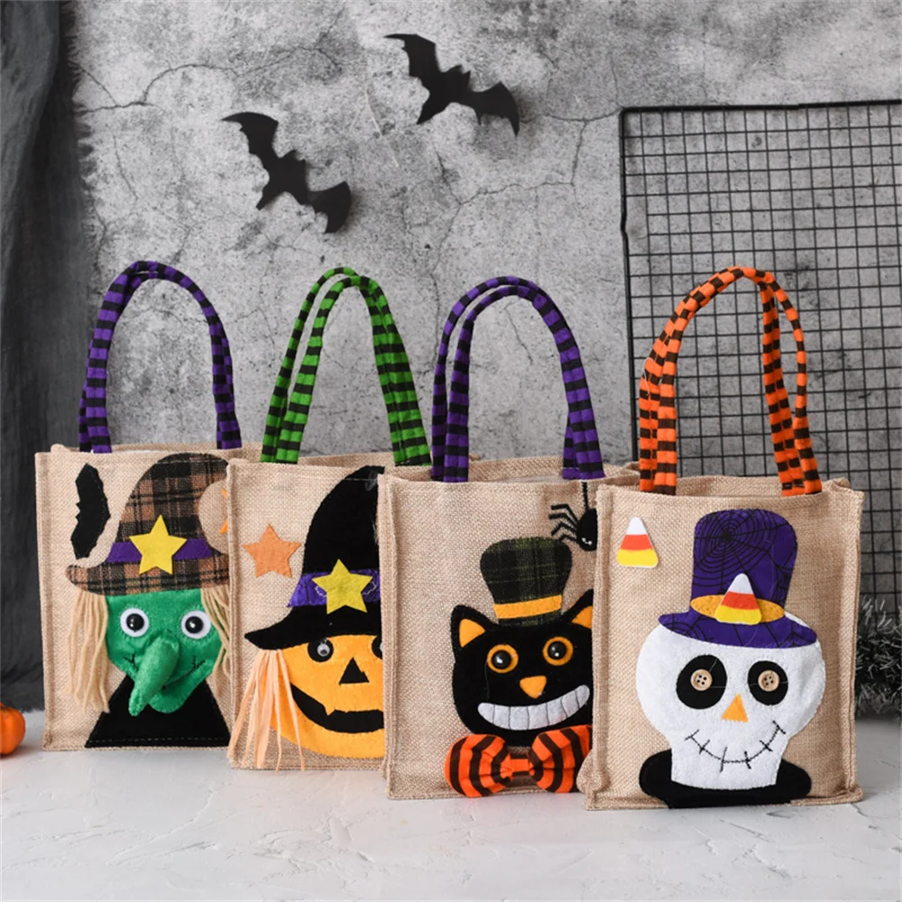 

Halloween Gift Non Woven Tote Bag Black Hat Pumpkin Witch Horror Ghost Festival Party Trick Or Treat Happy Halloween Day Decor