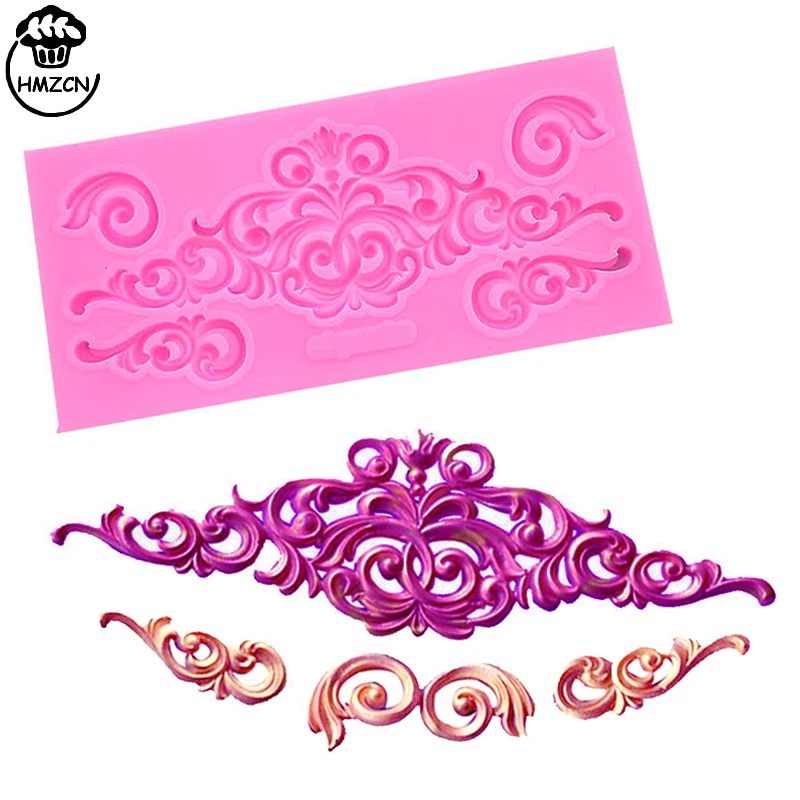 

Relief Silicone Fondant Cake Mold Baroque Style Curlicues Scroll Mold for Sugarcraft, Cake Border Decoration, Cupcake Topper