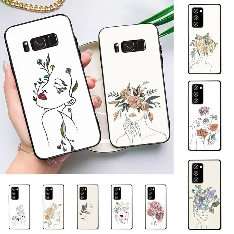 

Line Art Sketch Flower Girl Phone Case For Samsung Galaxy Note 10Pro Note 20ultra note20 note10lite M30S