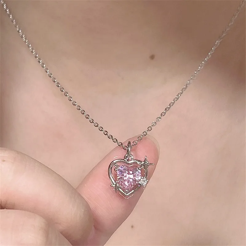 

Luxury Crystal Heart Pendant Necklace for Women Full Rhinestone Necklace Titanic Heart of Ocean Blue Heart Love Forever Jewelry