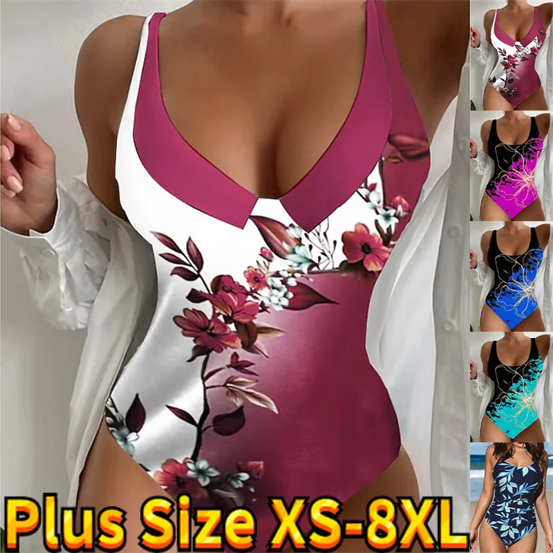 

Summer Women's One Piece Bikini Premium Sexy Halter Floral Print Swimsuit Push Up Padded Swimwear Beachwear Quick Dry