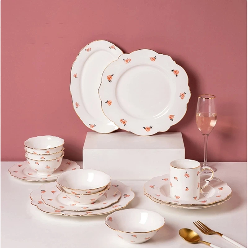 Керамический легкий роскошный обеденный набор в скандинавском стиле тарелка для