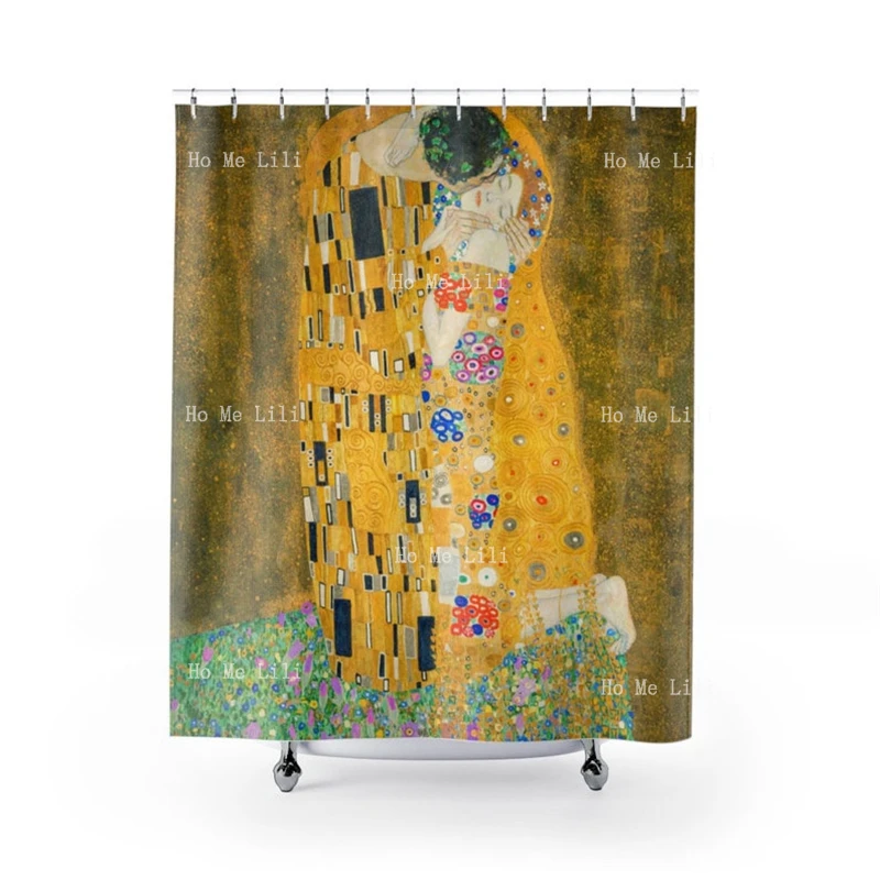 

The Kiss Gustav Klimt Art Gold Yellow Print Waterproof Farbic Shower Curtain Bathroom Decor With Hooks