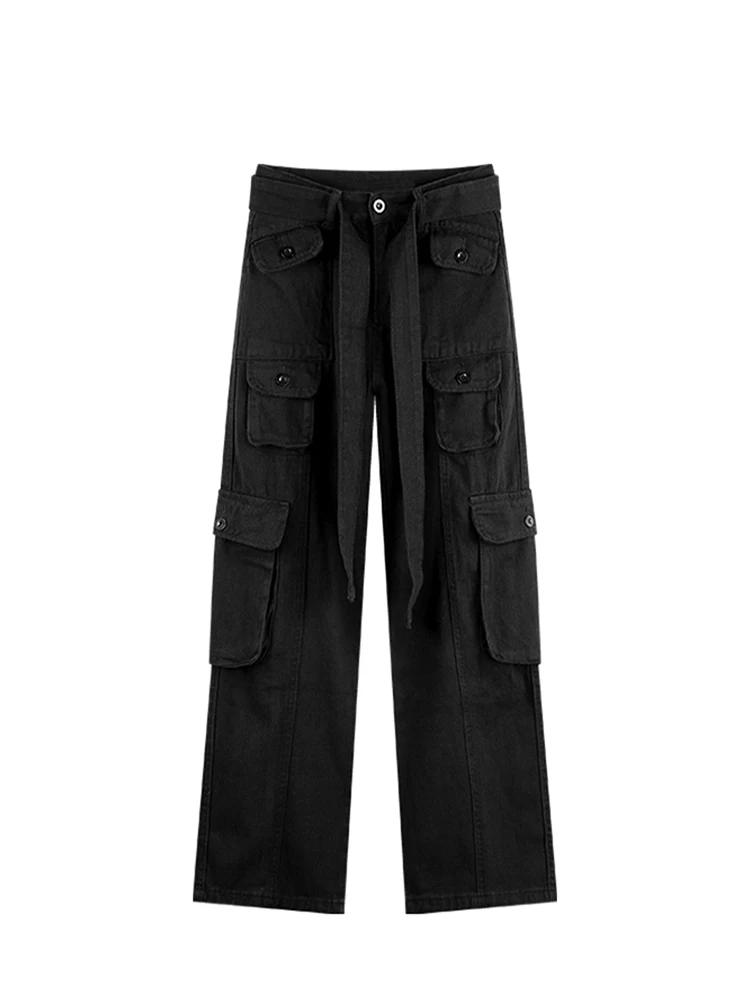 

Retro Black Overalls Jeans Women's Fashion New Style Trousers Sexy High Waist Loose Casual All-Match Trousers Vintage Streetwear