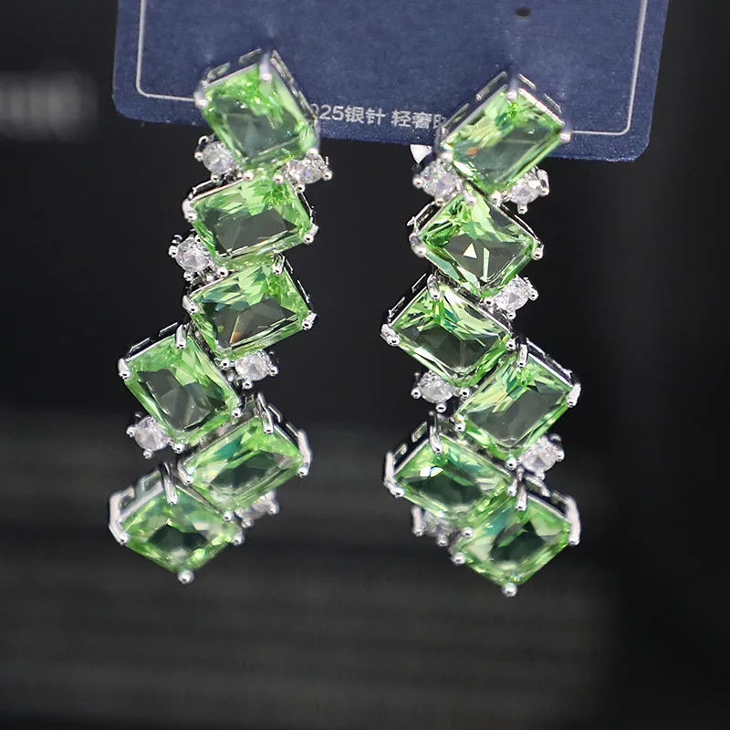 Сцепляющиеся Комбинированные Серьги с микро-инкрустацией из циркония