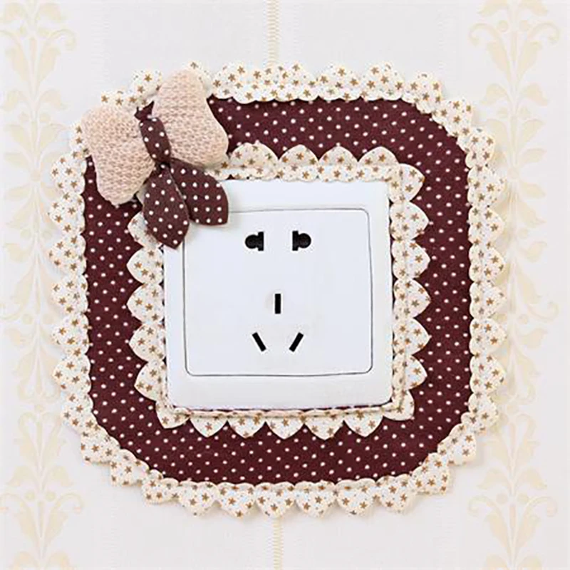 

5Pcs Fabric Cloth Switch Protection Dustproof Cover Living Room Bedroom Floral Bowknot On-Off Sticker Lamp For Home Socket Decor