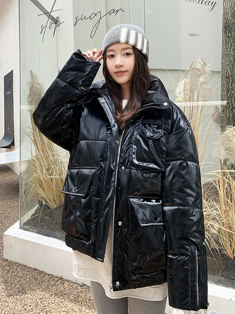 2022 New Arrival Women Winter Parka Stand Collar Warm Thicken Cotton Padded Female Coat Korean Style Oversized Jacket